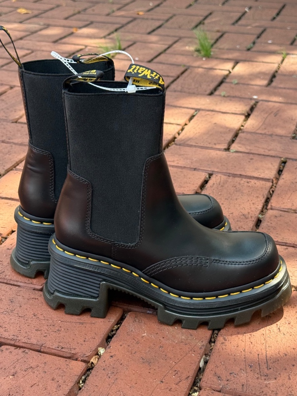 Dr. Martens Corran Chelsea Black Leather Heeled Lug Boots